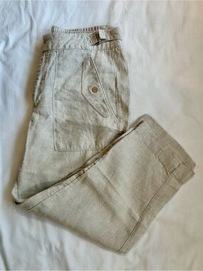 Athleta Women’s 100% Linen Casual Pants in Light Beige Size 6P